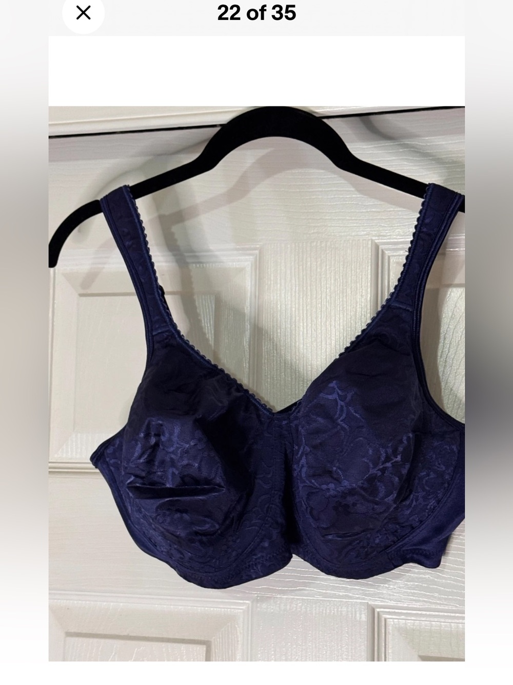 Women's Full Coverage 40D Floral Jacquard Bra - Navy